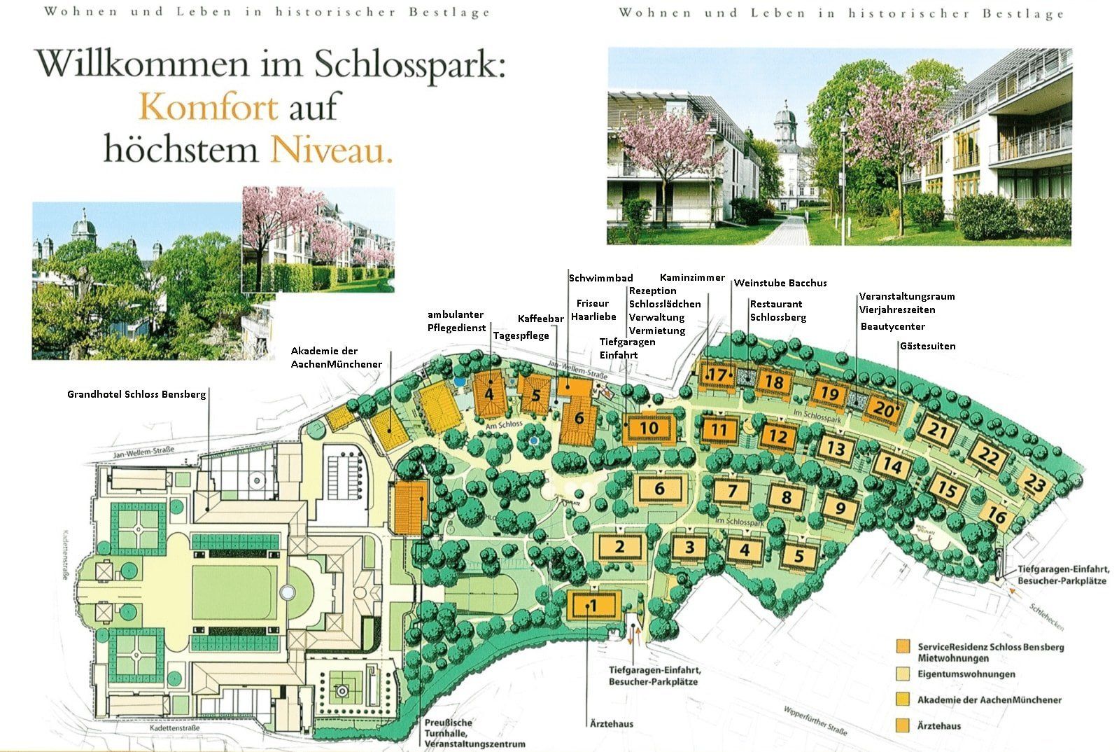 Parkübersicht Service Residenz Schloss Bensberg