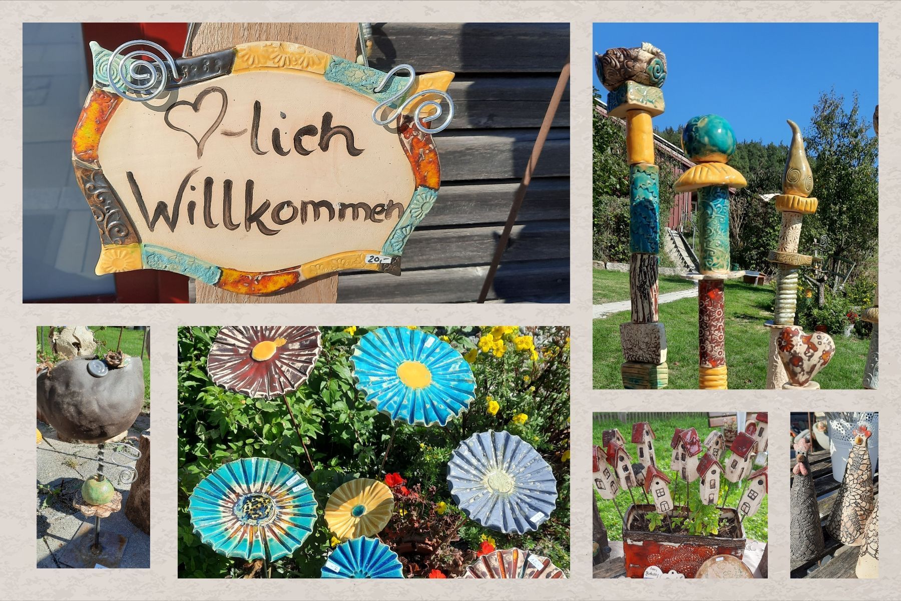 Hände beim Töpfern eines Tonkruges Getöpferte Gegenstande beim Trocknen