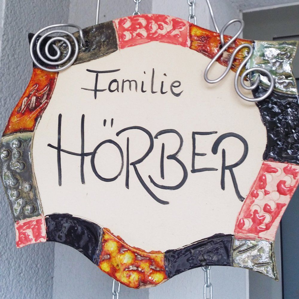 Keramik Deko Schild mit Familiennamen Hörber