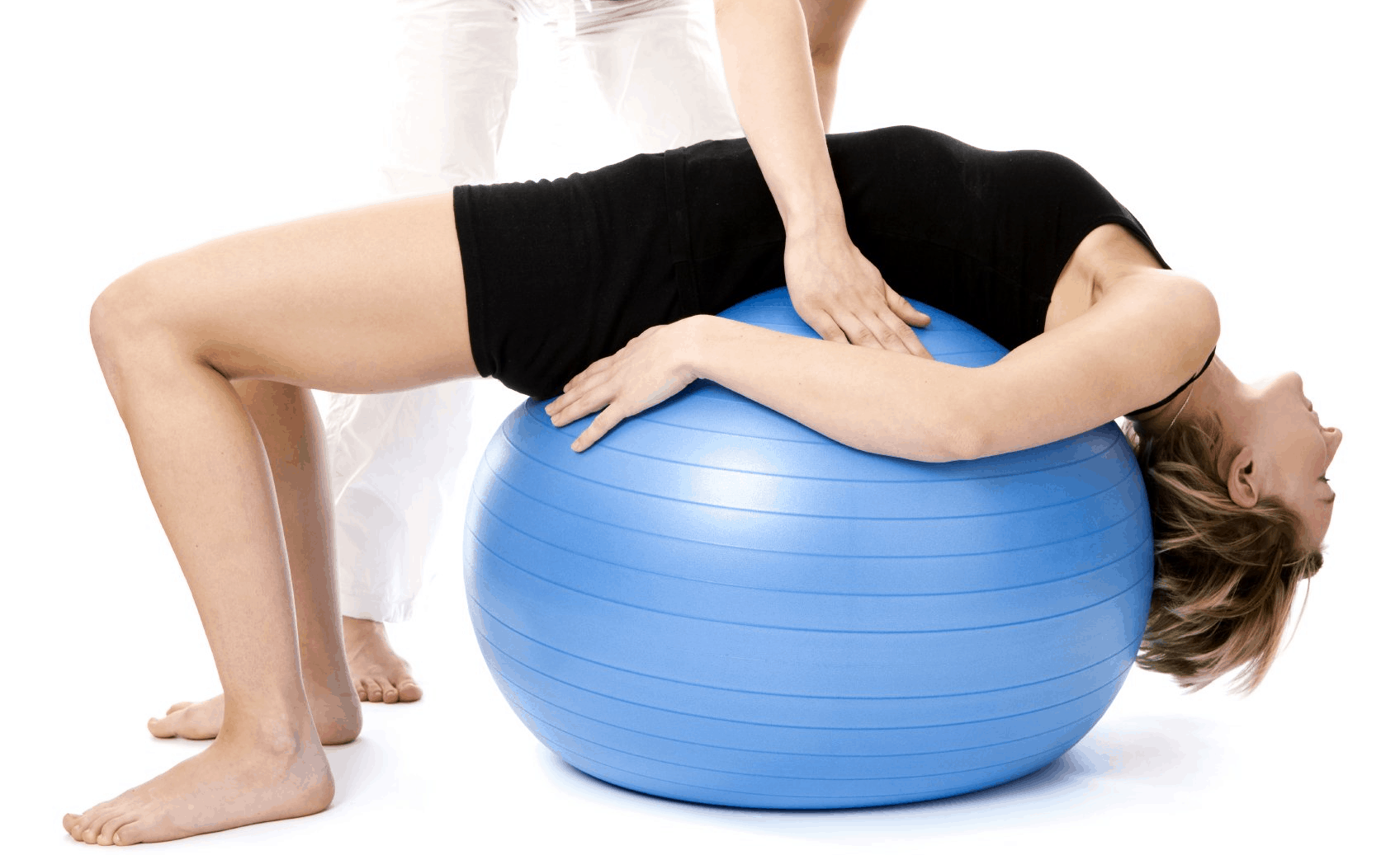 Klient auf einem Gymnastikball Ein Klient auf einem Gymnastikball
