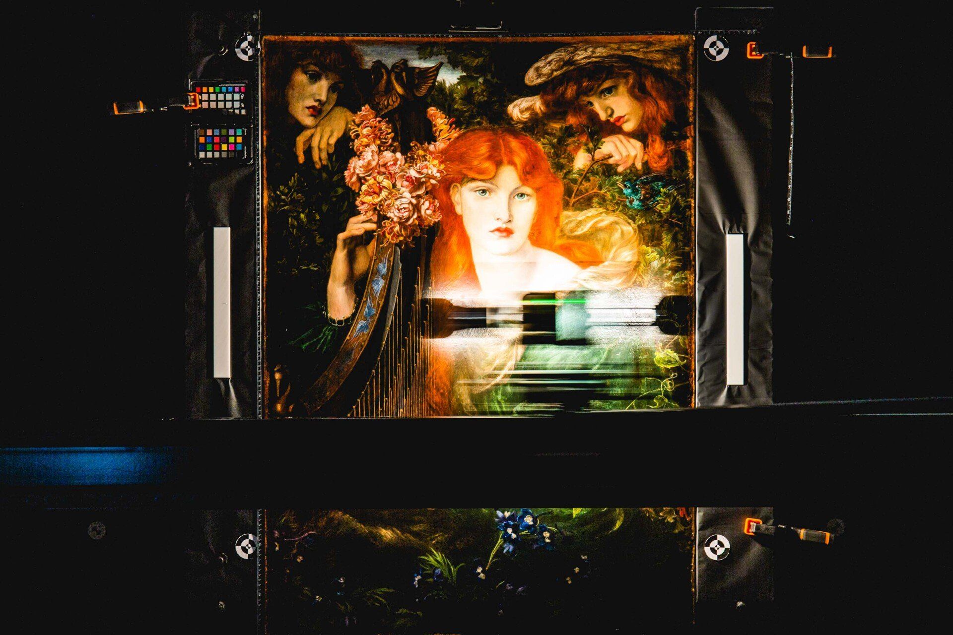 ClydeHSI hyperspectral camera scanning La Ghirlandata painting, Guildhall Art Gallery, London