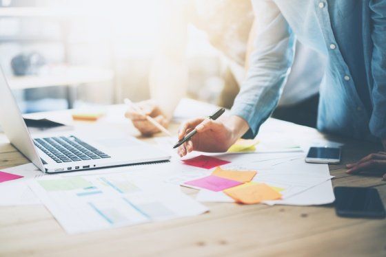 a person checking documents