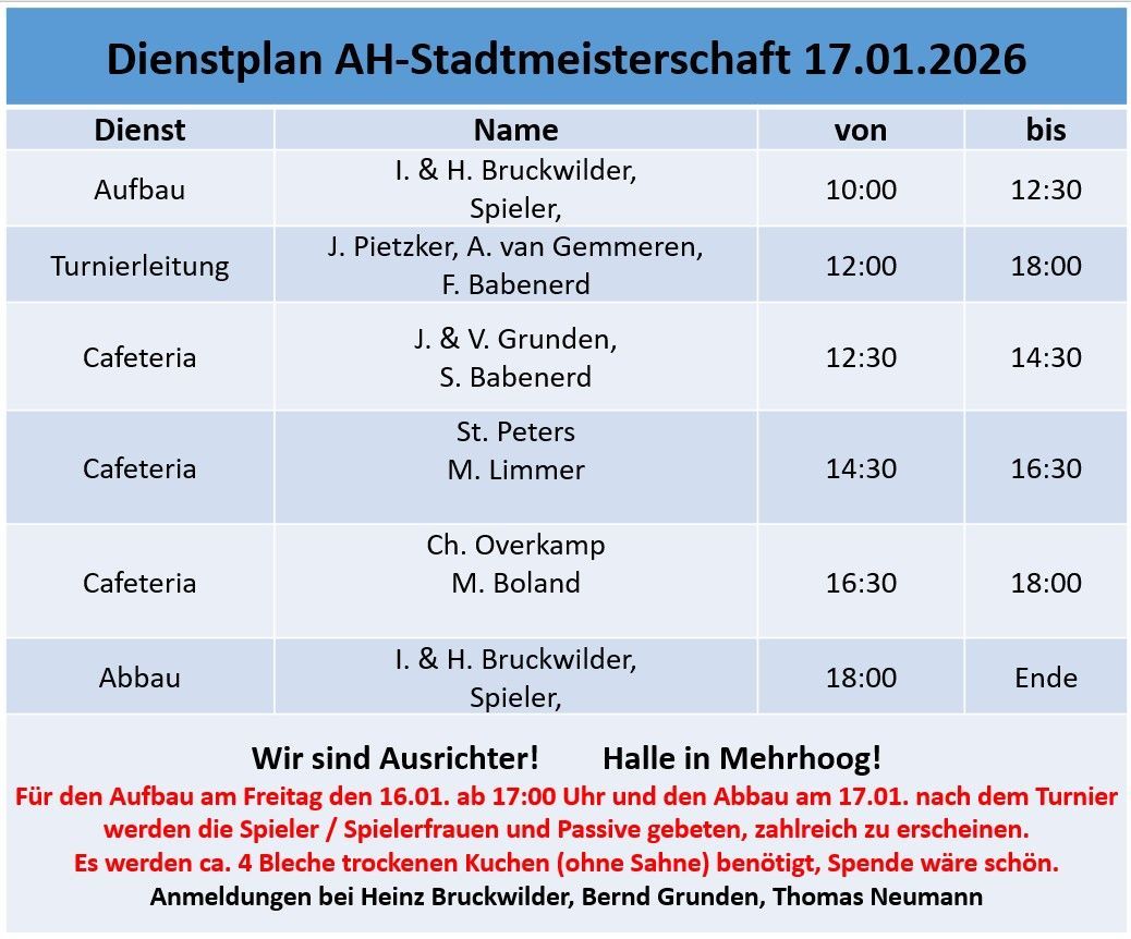 Wer helfen möchte, bitte für Dienstplan klicken!