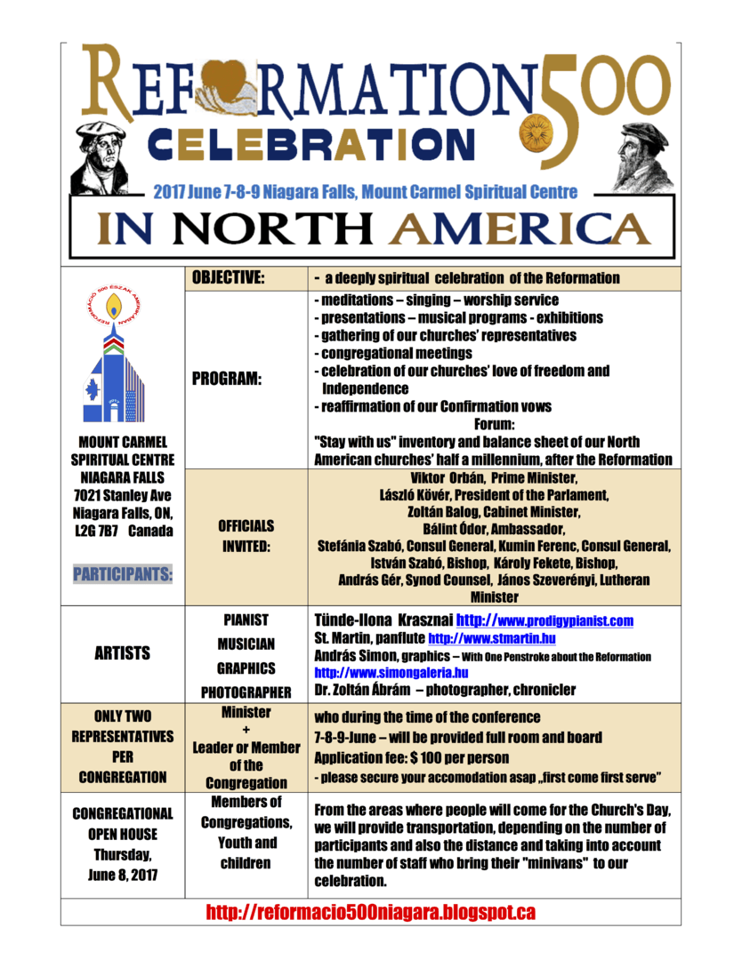 Krasznai Tunde és Baléogh Zoltán miniszter Niagara, reformáció 500. évfordulója