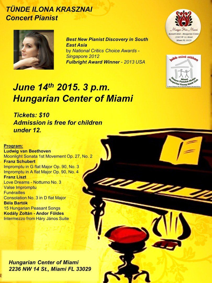 Krasznai Tünde Ilona zongora koncertje Miami Florida