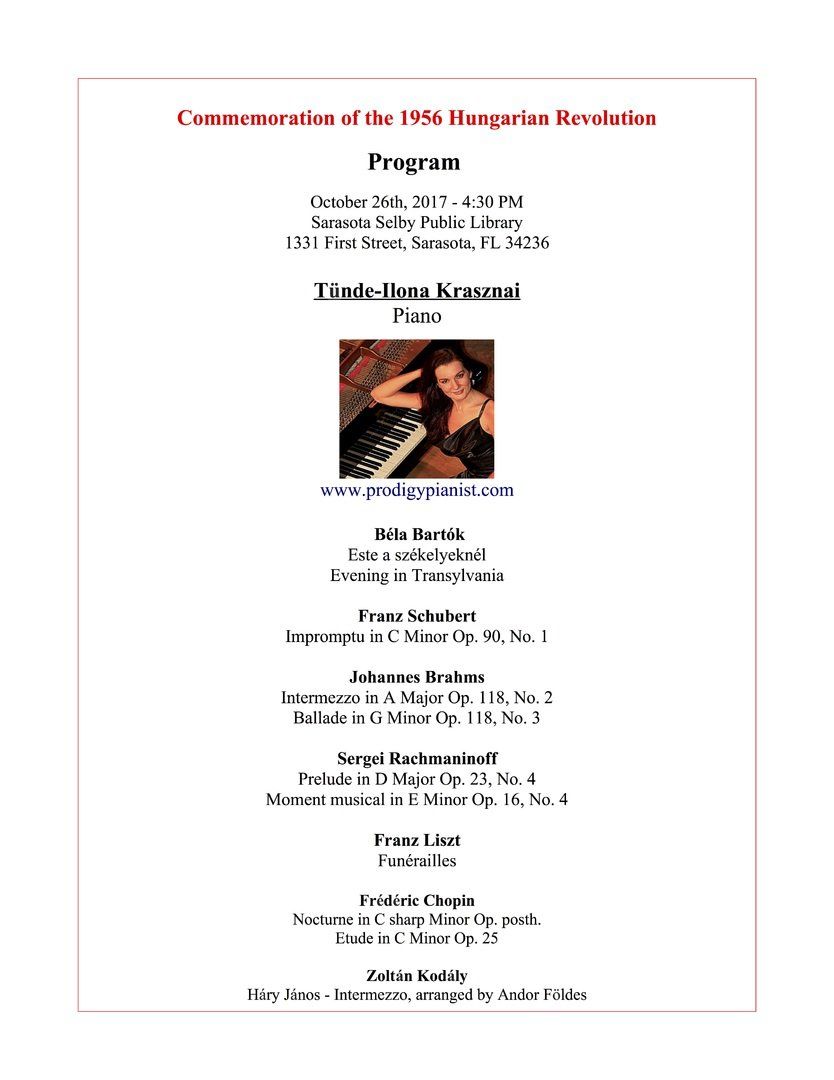 Krasznai Tünde Ilona 1956 Sarasota megemlékezés