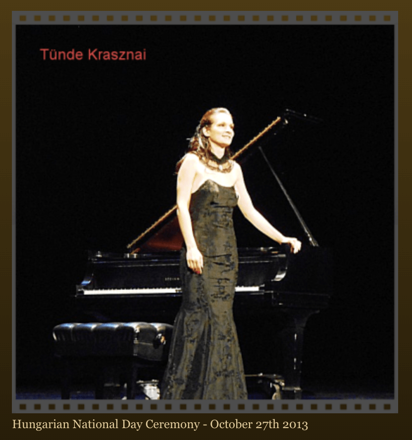 Tunde Ilona Krasznai performing Liszt to Ader Janos president of Hungary