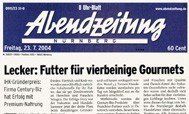 Das Bild zeigt einen Ausschnitt eines Presseartikels über Dinner for Dogs