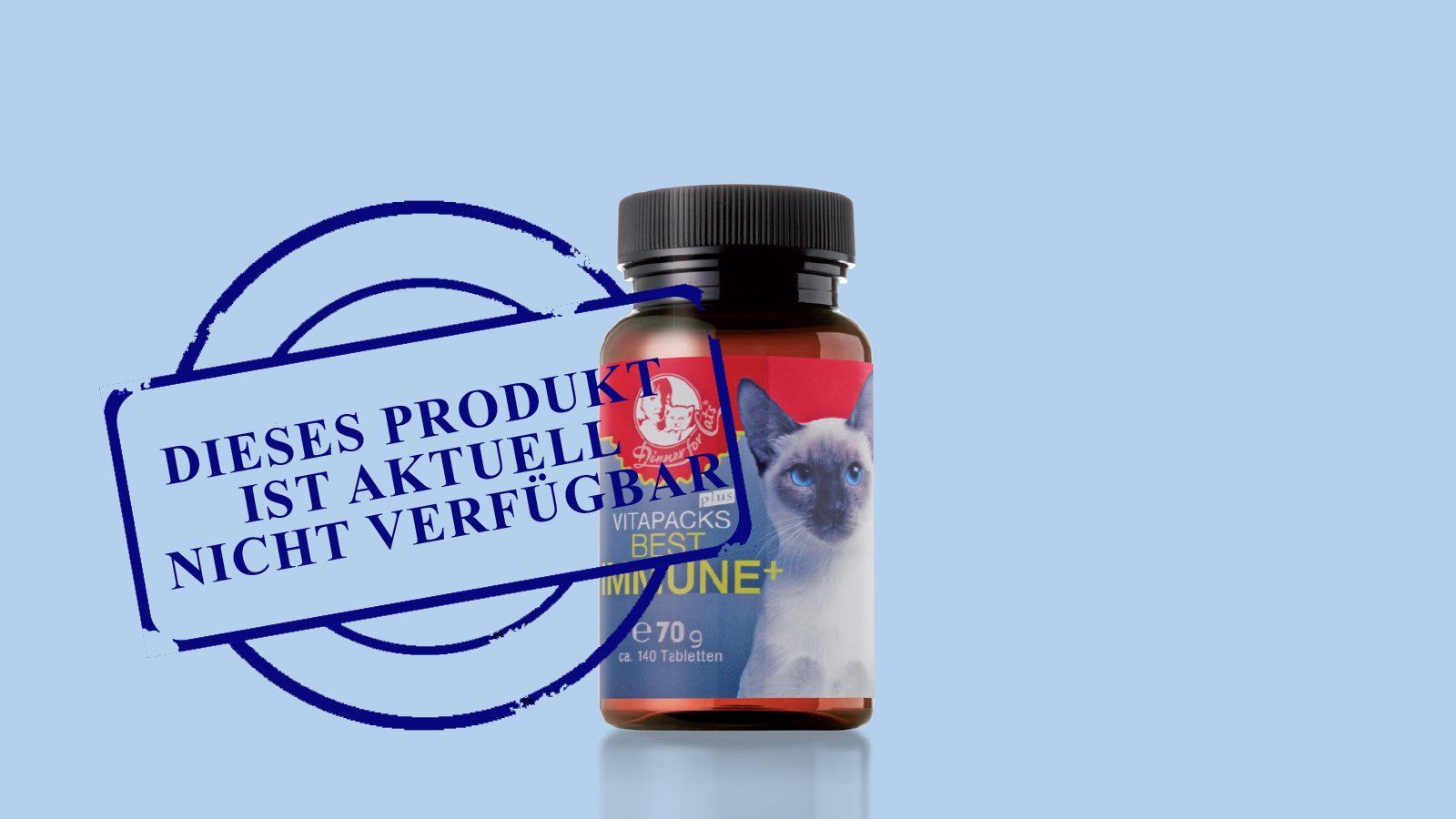 Das Bild zeigt die Sorten der Dinner for Cats-Nahrungsergänzung