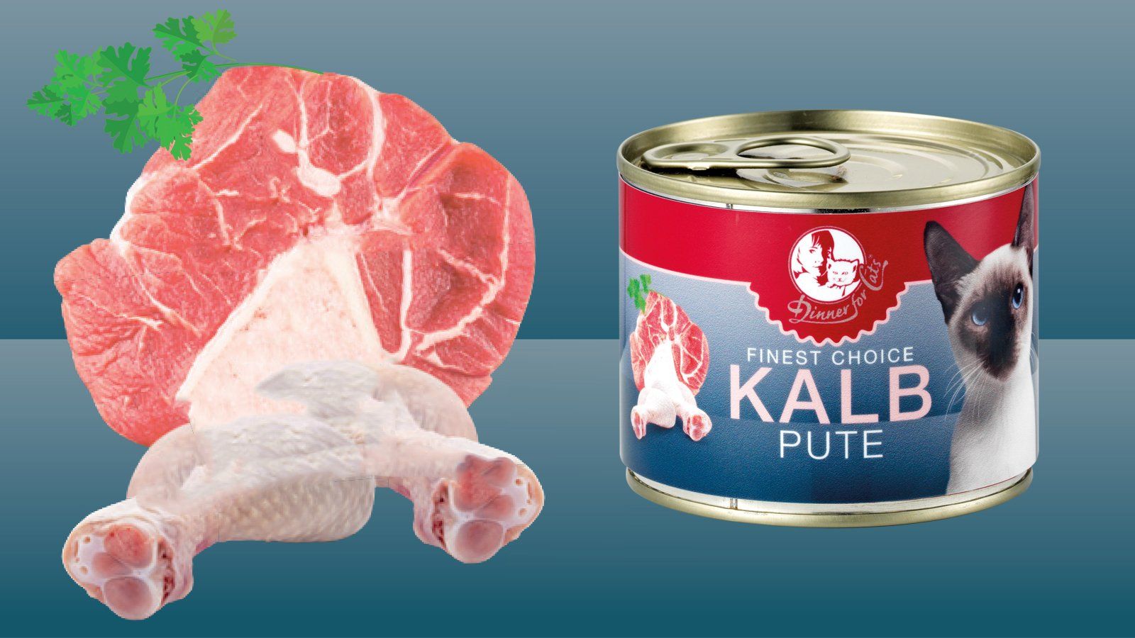 Das Bild zeigt das Dinner for Cats Fines Choice Kalb & Pute