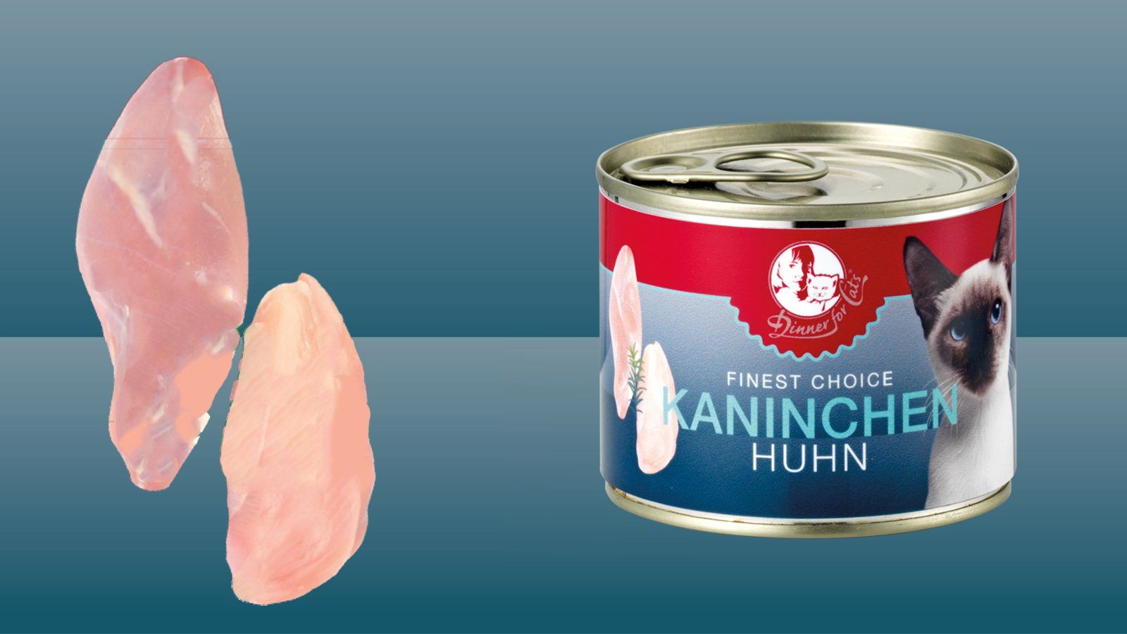 Das Bild zeigt das Dinner for Cats Fines Choice Kaninchen & Huhn