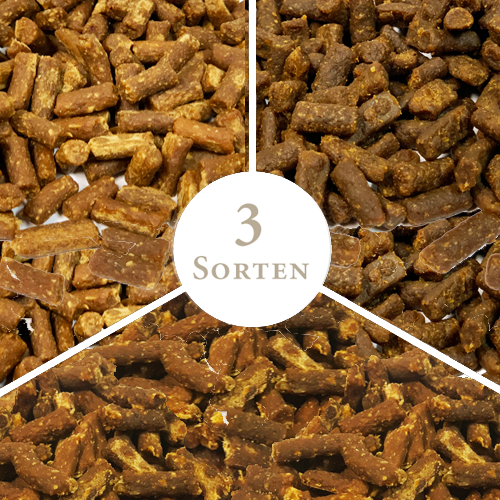 Das Bild zeigt eine Auswahl an Snacks von Dinner for Cats