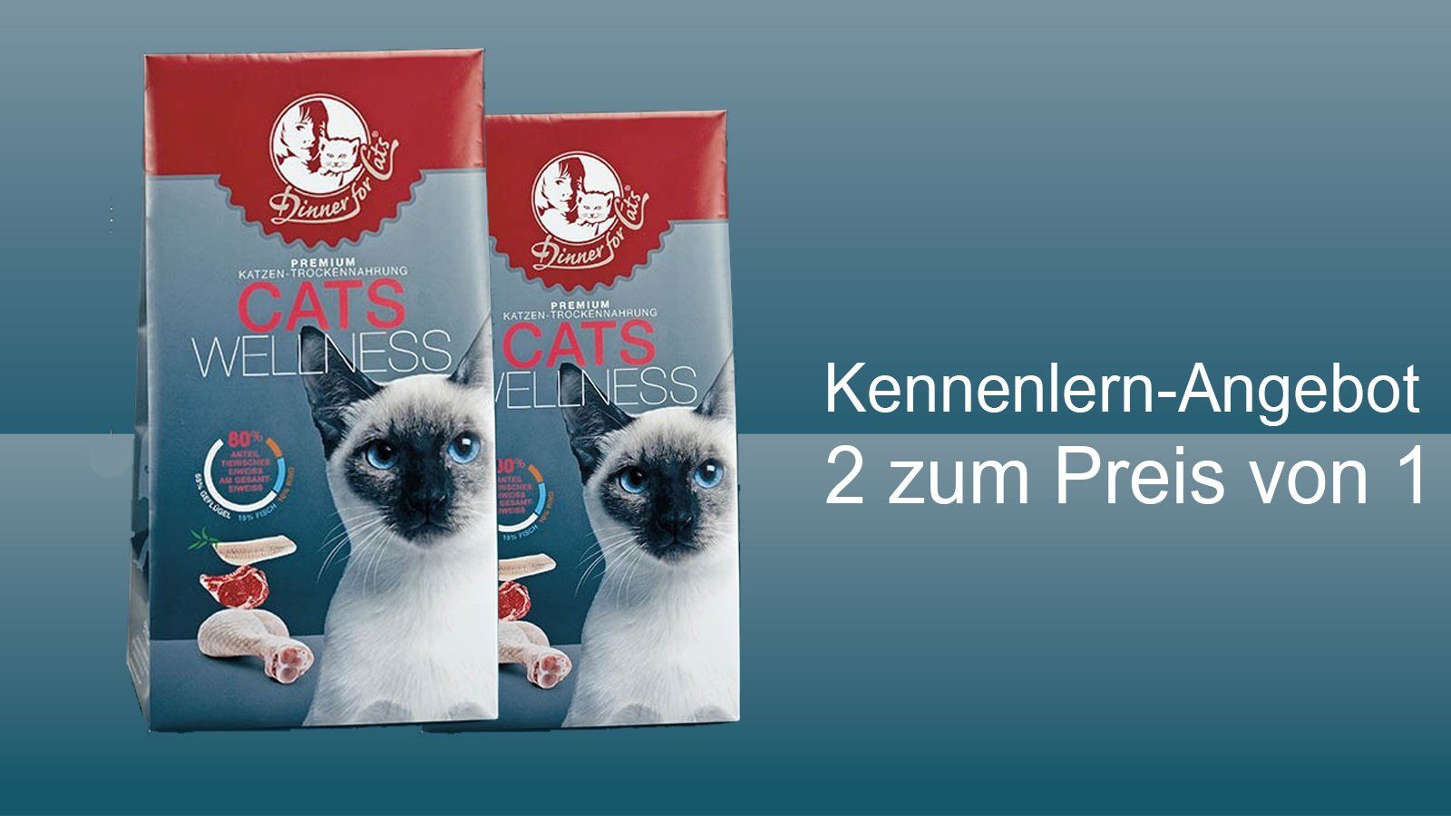 Das Bild zeigt die Dinner for Cats Trockennahrung Cats Wellness