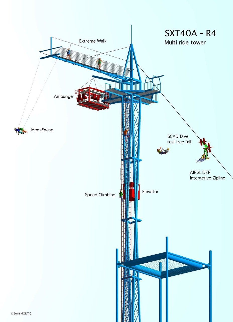 Multi ride free fall tower