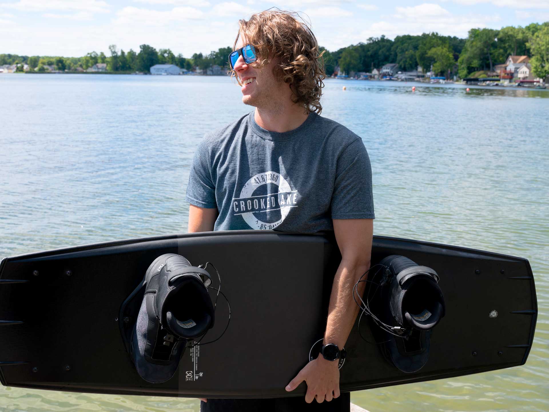 Athlete with Wakeboard in Sandbar Garb Shirt Image