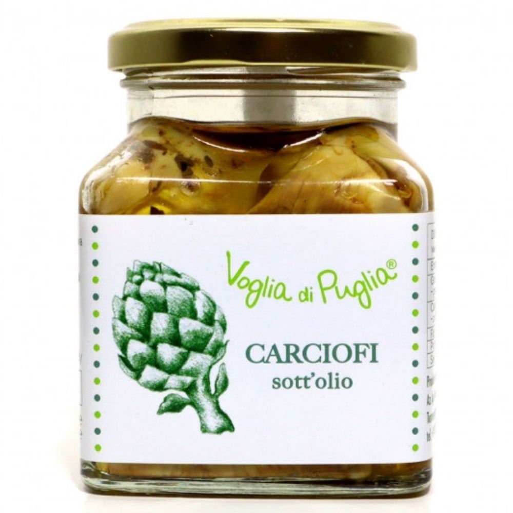 Voglia Di Puglia Cuore Di Carciofi Italiani Sottolio In Olio Extravergine D'oliva 290 Grammi