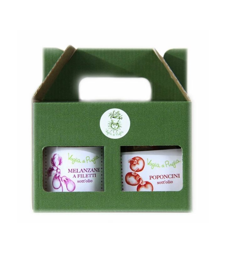 Confezione Idea Regalo 4 Pezzi Prodotti Tipici Artigianali in Olio Extra Vergine Voglia di Puglia