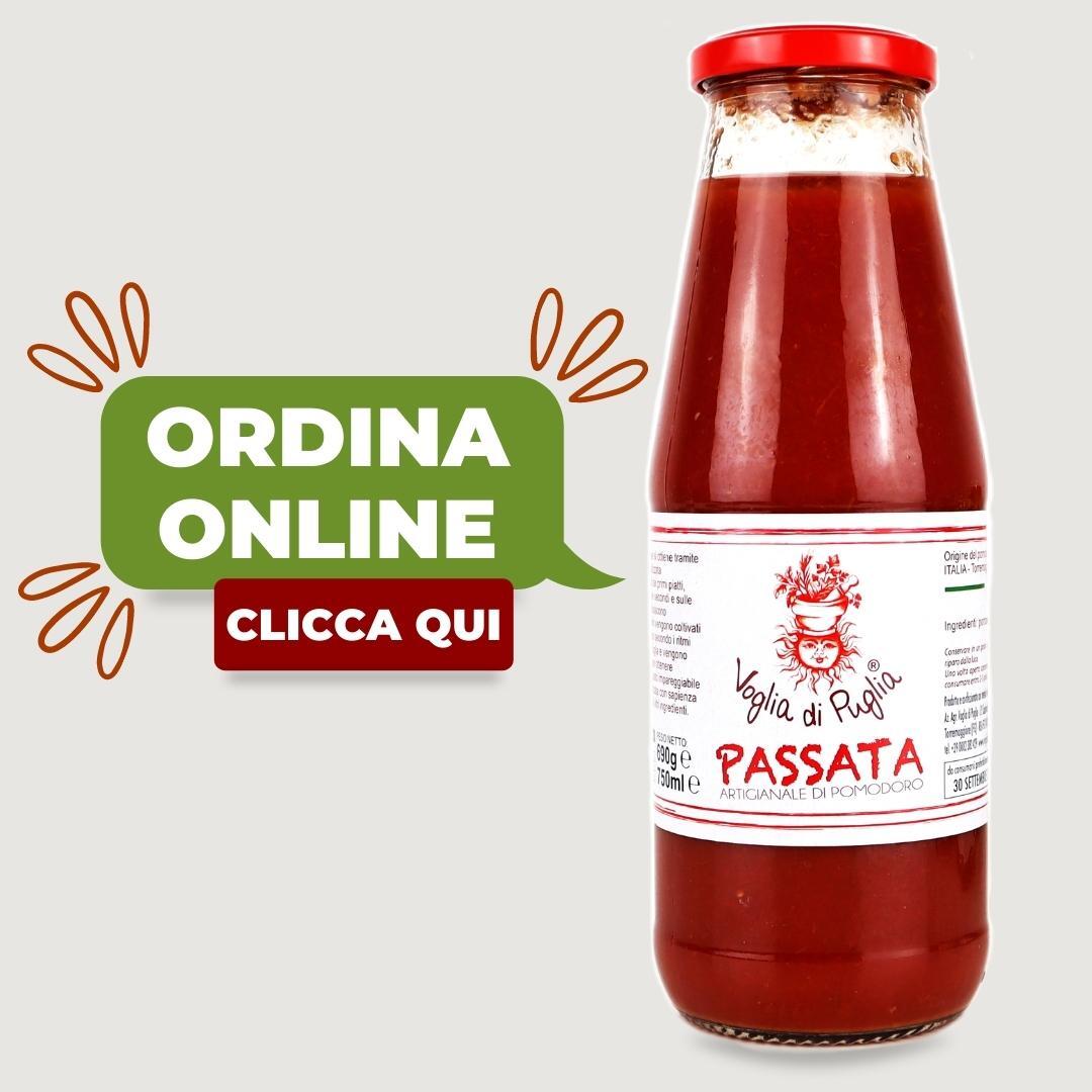 Acquista online la nostra salsa di pomodoro pugliese Ordina la nostra passata di pomodoro online clicca qui