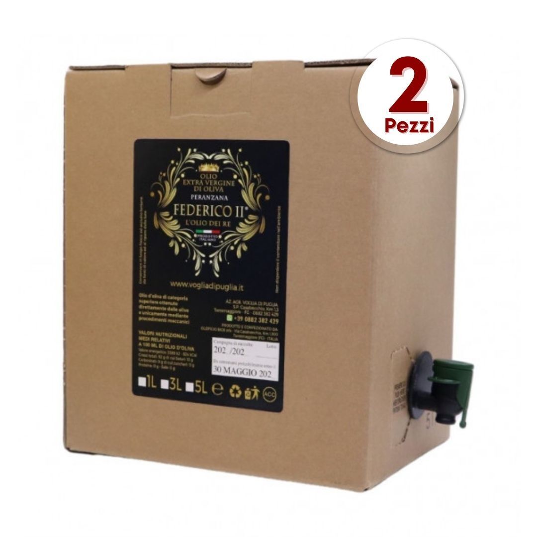 Voglia Di Puglia 2 Bag In Box Olio Extravergine Di Oliva Monocultivar Peranzana 5 Litri