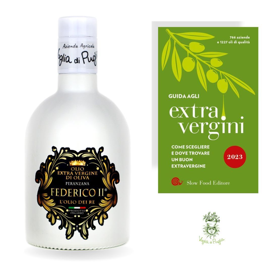Il Gambero Rosso riconosce la qualità del nostro olio extravergine di oliva biologico di Peranzana Federico II premiandolo con un importante riconoscimento, l'inserimento nella guida Oli D'Italia Gambero Rosso 2021. Appartenere alla famiglia dei migliori oli italiani e al mondo è una grandissima soddisfazione . Continueremo a lavorare impegnandoci ogni giorno per migliorare costantemente la qualità del nostro olio extravergine di oliva Peranzana nel rispetto della natura e non solo.  Grazie il team Voglia di Puglia Il Gambero Rosso riconosce la qualità del nostro olio extravergine di oliva biologico di Peranzana Federico II premiandolo con un importante riconoscimento, l'inserimento nella guida Oli D'Italia Gambero Rosso 2021. Appartenere alla famiglia dei migliori oli italiani e al mondo è una grandissima soddisfazione . Continueremo a lavorare impegnandoci ogni giorno per migliorare costantemente la qualità del nostro olio extravergine di oliva Peranzana nel rispetto della natura e non solo.  Grazie il team Voglia di Puglia