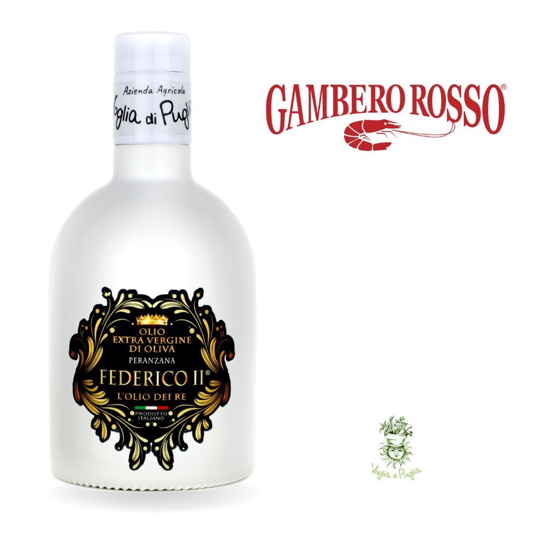 Il Gambero Rosso riconosce la qualità del nostro olio extravergine di oliva biologico di Peranzana Federico II premiandolo con un importante riconoscimento, l'inserimento nella guida Oli D'Italia Gambero Rosso 2021. Appartenere alla famiglia dei migliori oli italiani e al mondo è una grandissima soddisfazione . Continueremo a lavorare impegnandoci ogni giorno per migliorare costantemente la qualità del nostro olio extravergine di oliva Peranzana nel rispetto della natura e non solo. Grazie il team Voglia di Puglia Il Gambero Rosso riconosce la qualità del nostro olio extravergine di oliva biologico di Peranzana Federico II premiandolo con un importante riconoscimento, l'inserimento nella guida Oli D'Italia Gambero Rosso 2021. Appartenere alla famiglia dei migliori oli italiani e al mondo è una grandissima soddisfazione . Continueremo a lavorare impegnandoci ogni giorno per migliorare costantemente la qualità del nostro olio extravergine di oliva Peranzana nel rispetto della natura e non solo. Grazie il team Voglia di Puglia