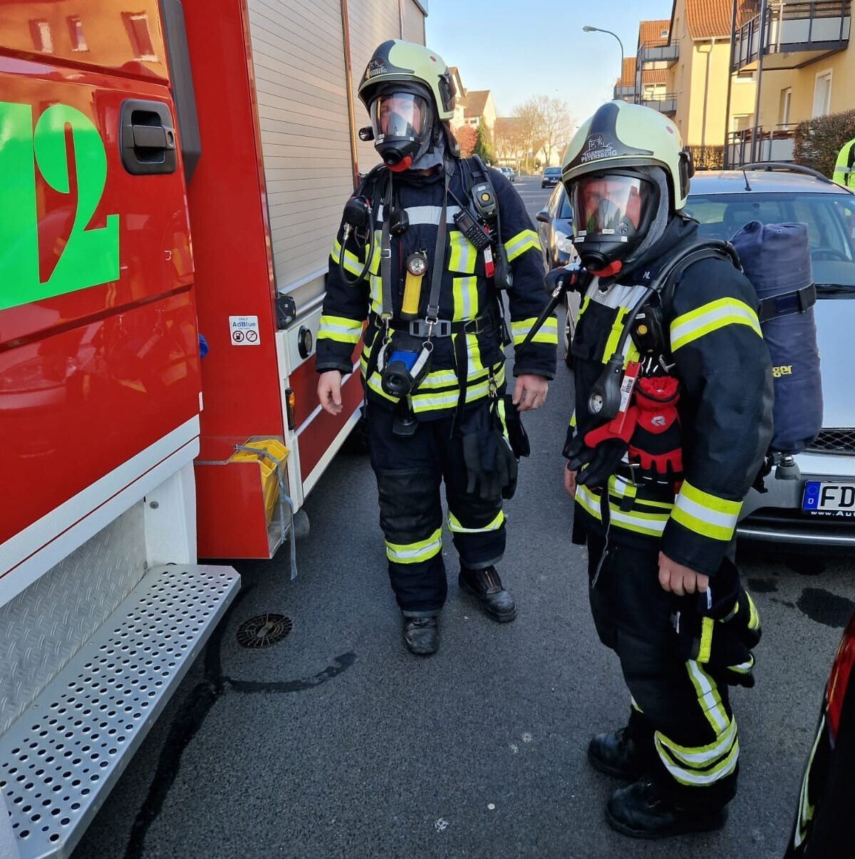 Angriffstrupp Feuerwehr Petersberg-Mitte Angriffstrupp der Feuerwehr Petersberg im Brandeinsatz. Foto: M. Vogel