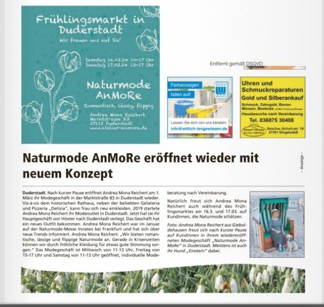 Naturmode Duderstadt Artikel Leine-Wipper Magazin