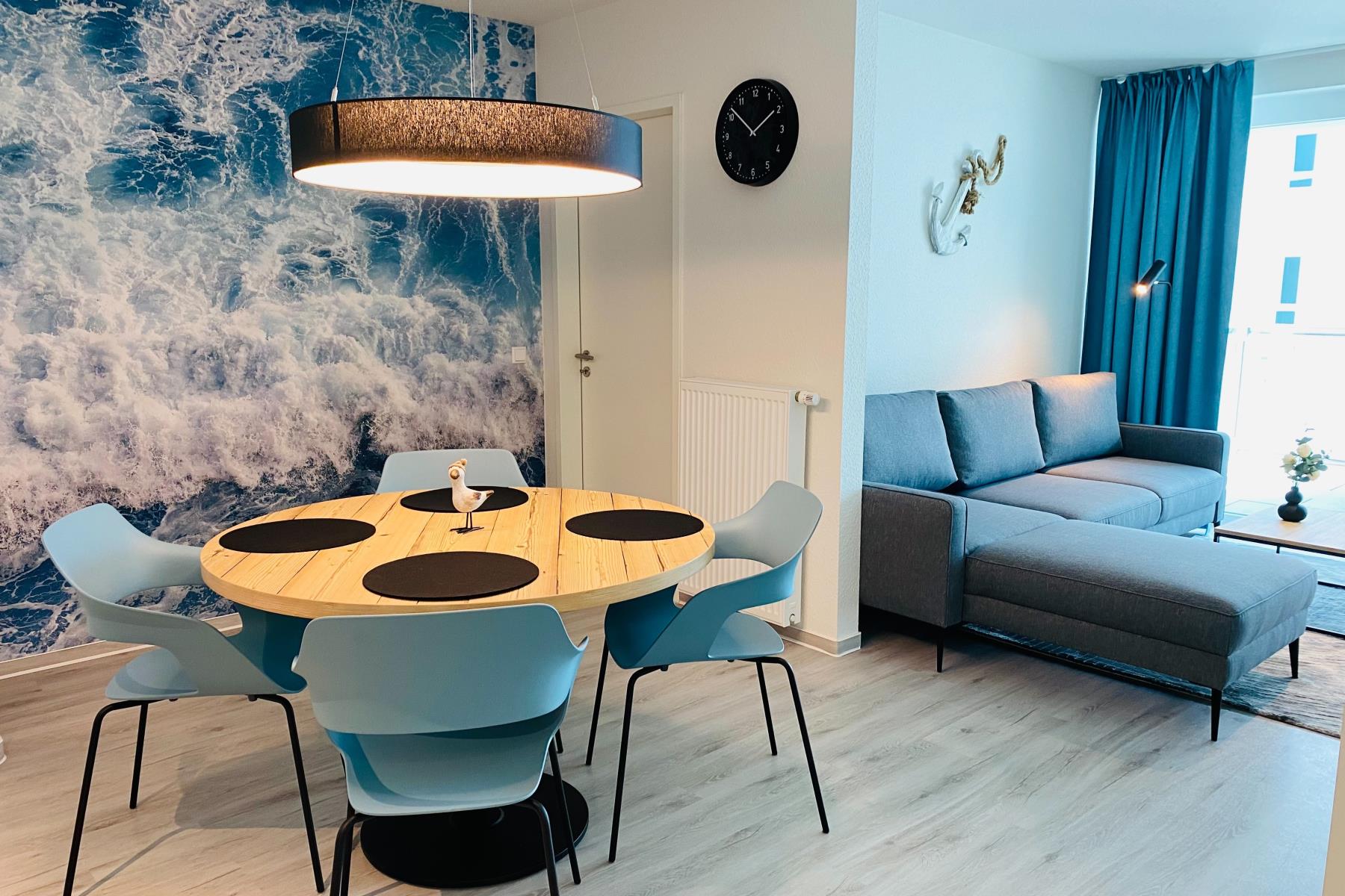 Eßbereich einer Ferienwohnung im Ostsee Resort Olpenitz