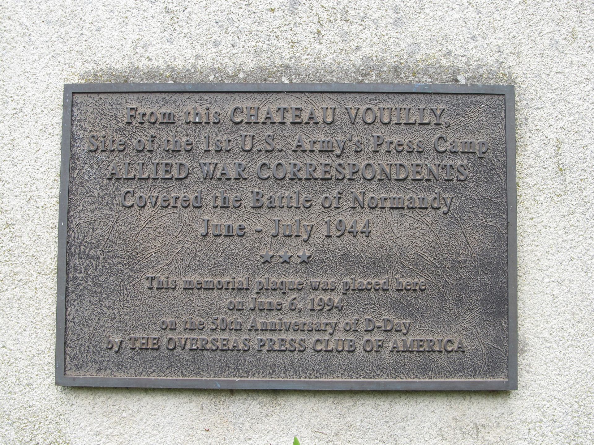 This plaque commemorates the 1st US Army press camp