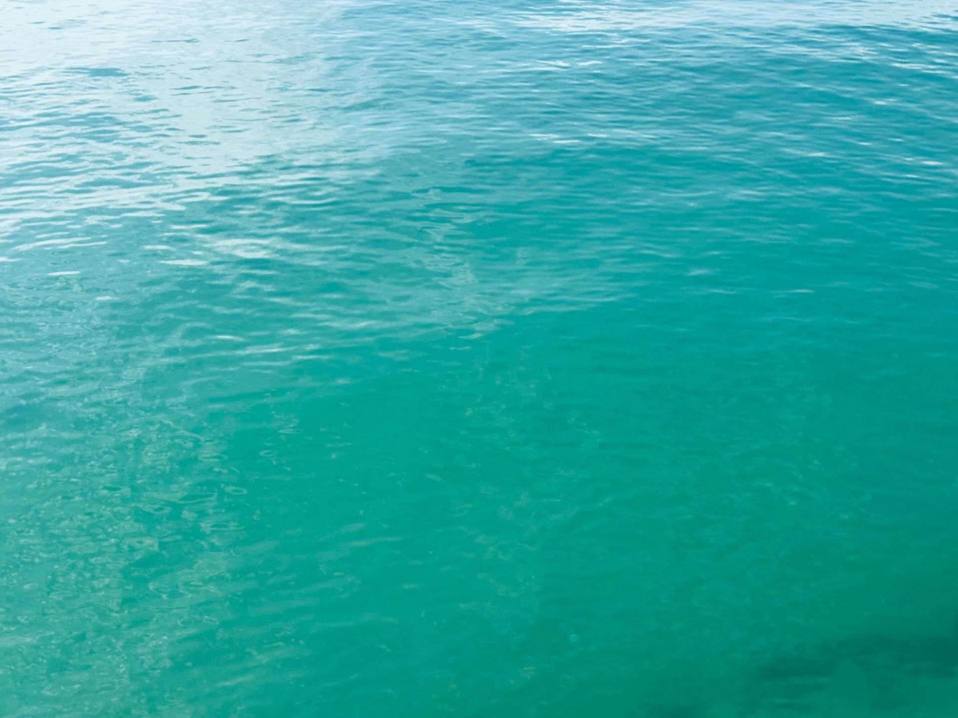 Turquoise and green calm sea with slight ripples
