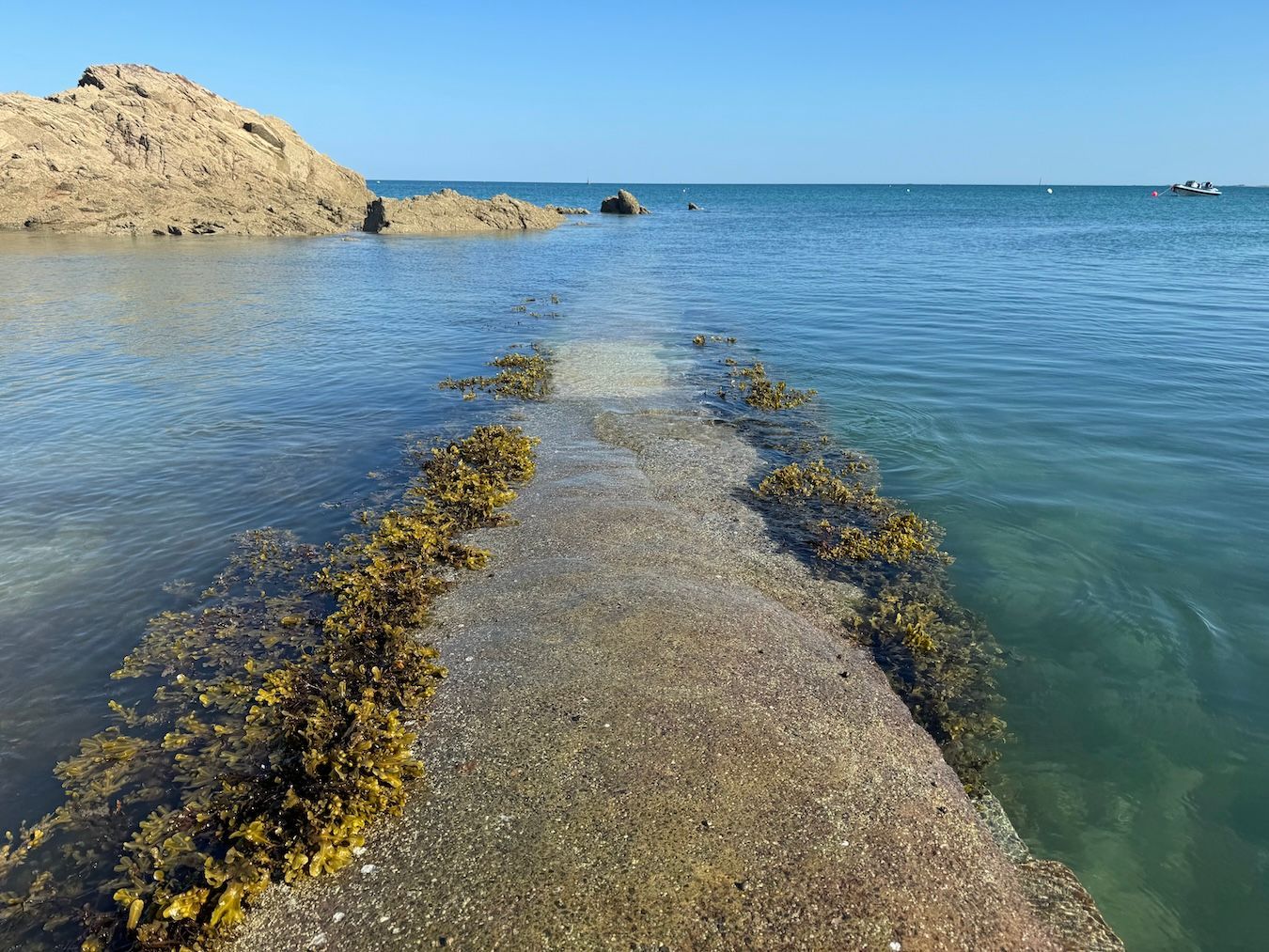 Calm seas at Gorey Harbour Jersey
