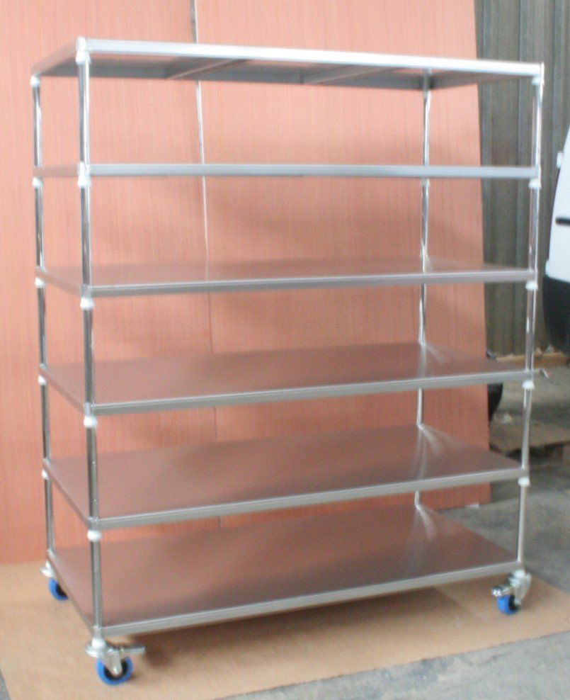 Etagères mobiles modulaires en inox Etagères mobiles modulaires en inox, étagères mobiles en inox