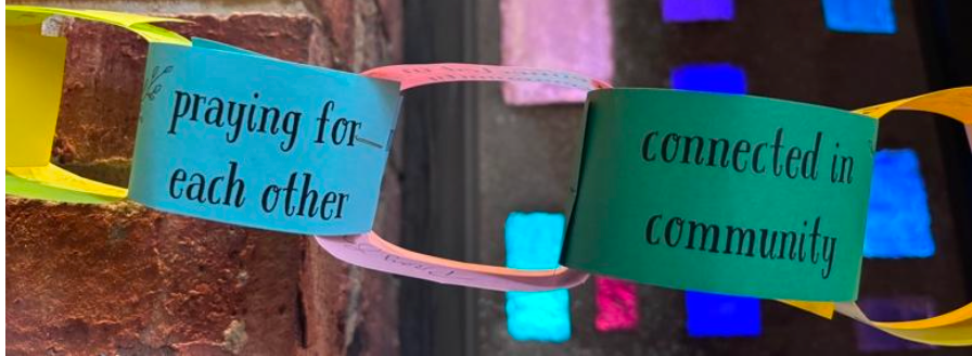 close up of our summer prayer chain. The links shown read