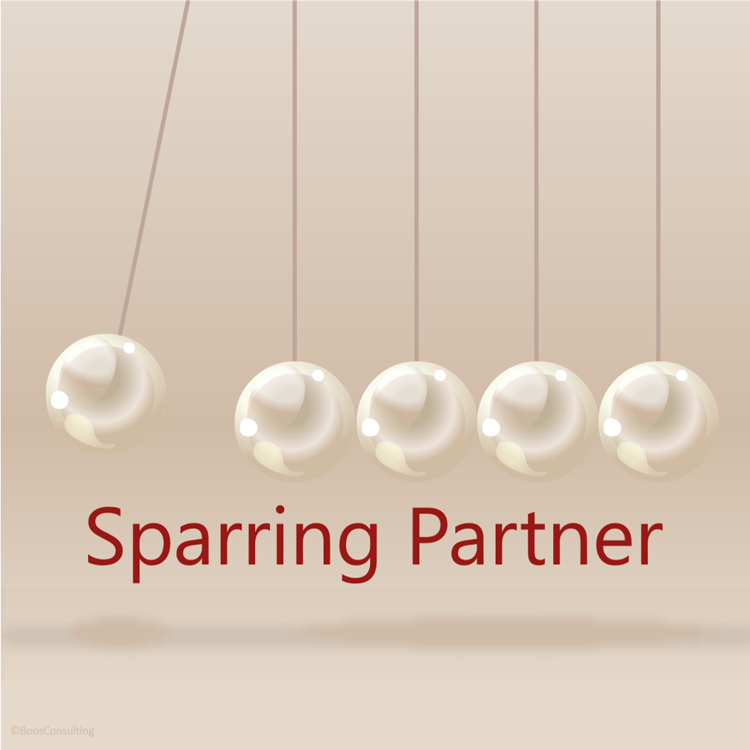 Newton's cradle with the text Sparring Partner