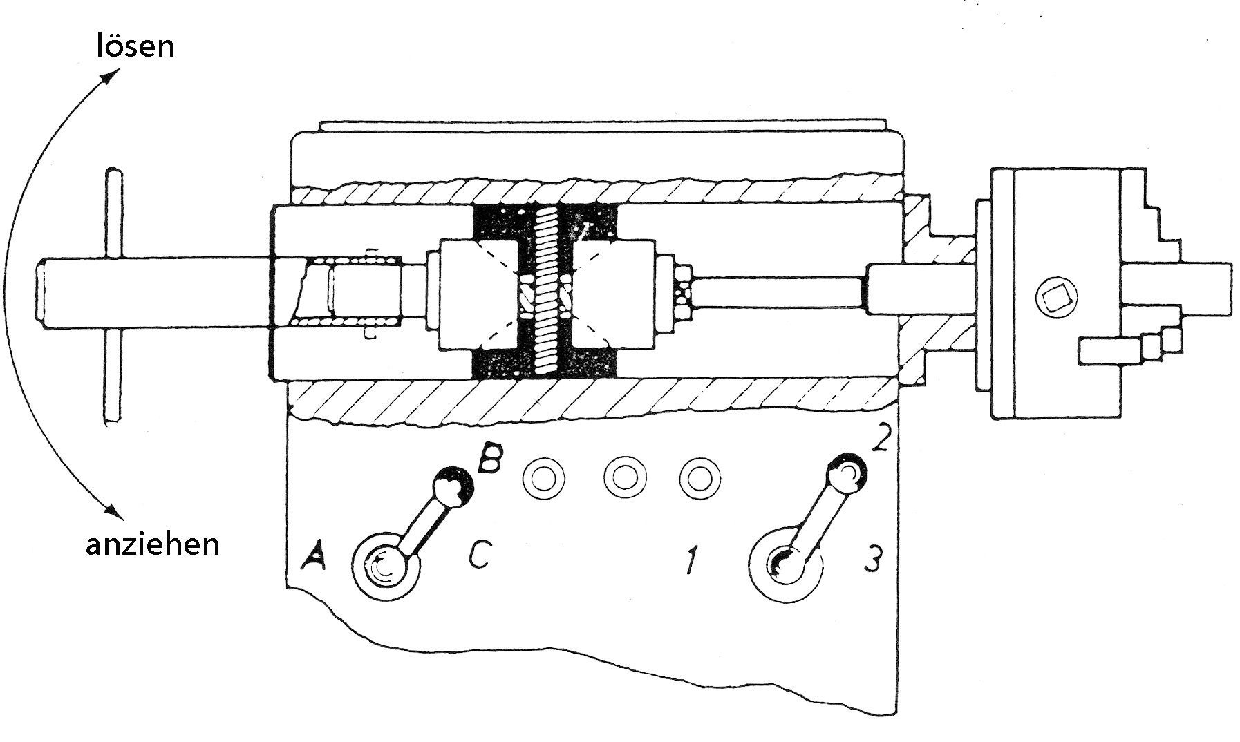 Hohlspindelanschlag-Querschnitt Hohlspindelanschlag