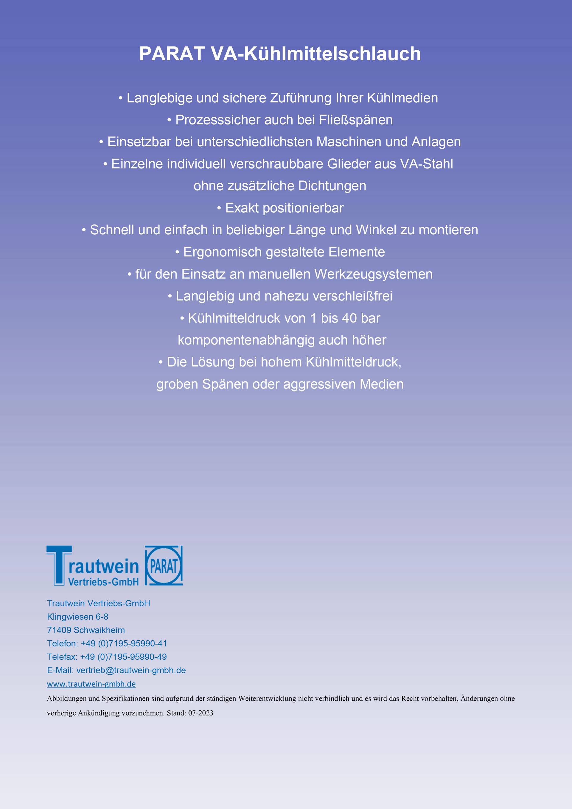 PARAT VA-Kühlmittelschlauch PARAT VA-Kühlmittelschlauch