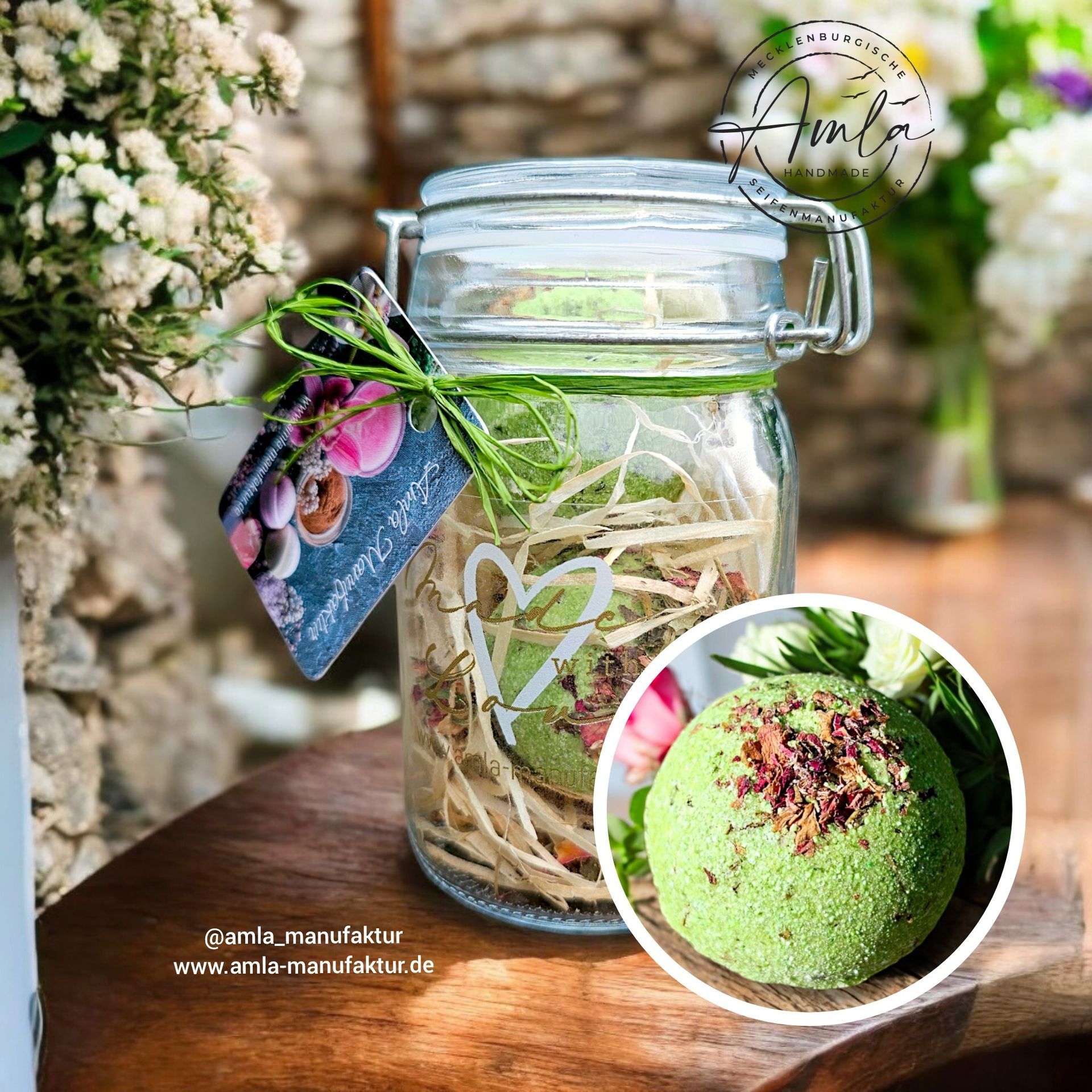 Amla Seifenmanufaktur Mandy Grigoleit Badekugeln Badebomben Badekugeln Badebomben mit Meersalz und Bio Kakaobutter mit Badesäckchen Amla Manufaktur Seifenmanufakur