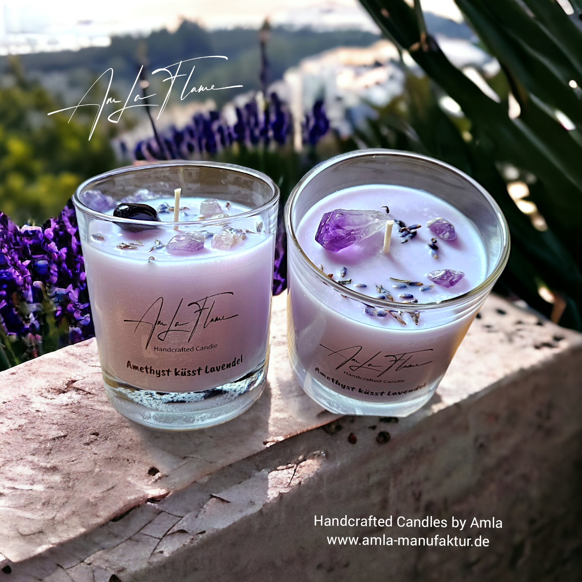 Duftkerze Amethyst mit Lavendel Kerze Duftkerze Amethyst mit Lavendelöl Kerze