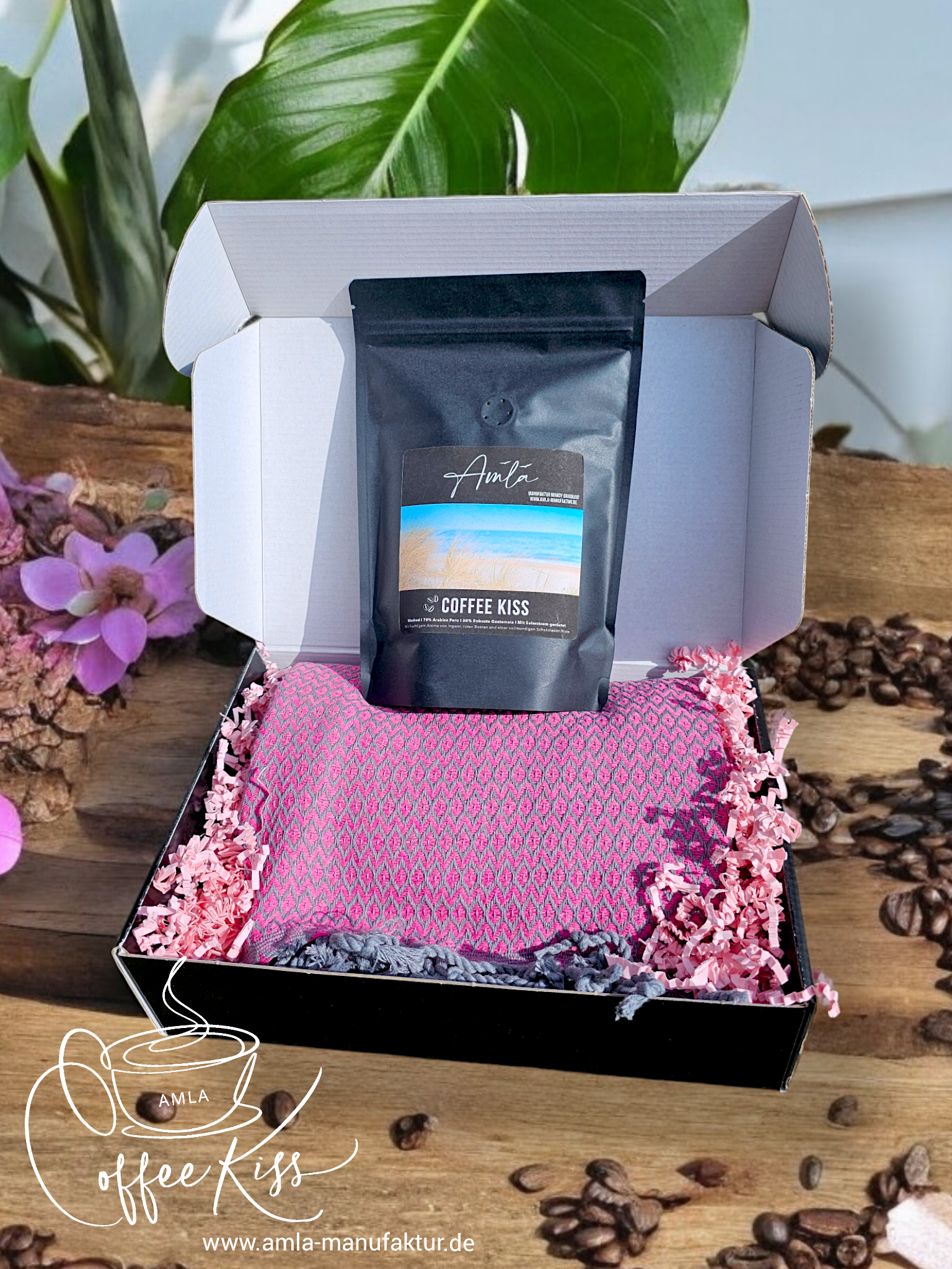 Bio Röstkaffee ganze Bohne Bio Röstkaffee ganze Bohne Kaffeegeschenk mit Saunatuch