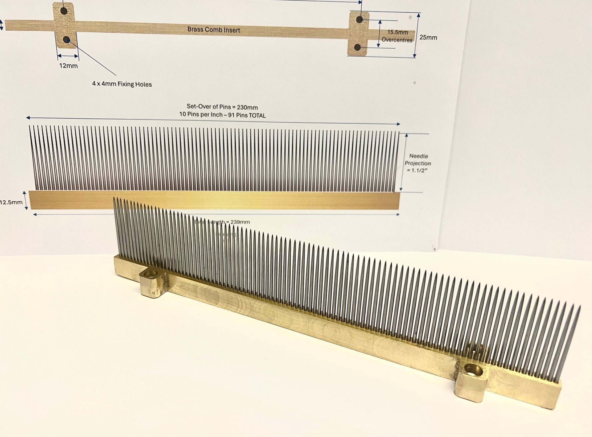 Brass Pinned comb for bristle separation