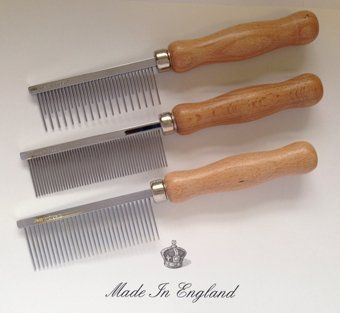 dog comb with wooden handle
