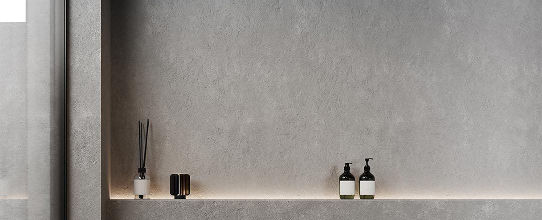 colección de microcementos aplicados a rodillo para paredes y techos