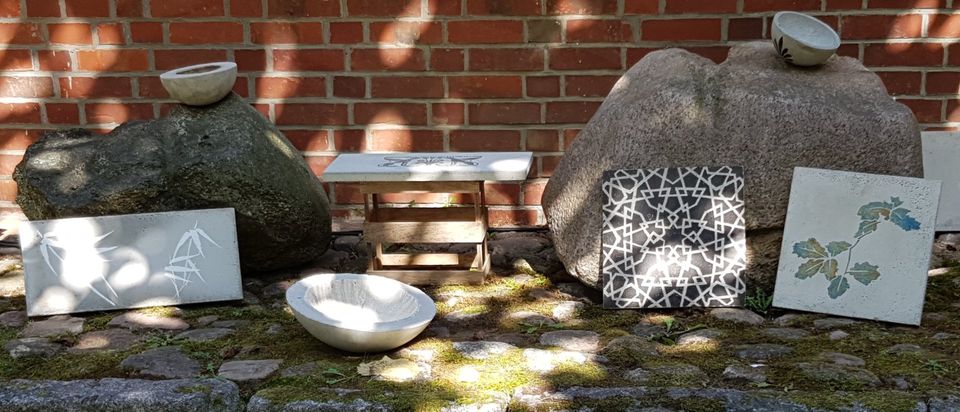 Platten Schalen Vogeltränken Kleinod aus Beton