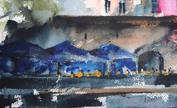 acuarela, arte, cuadros, cuadros originales, Colliure, Francia, calles, casas, playa, puerto pesquero, art, watercolour, arte a la venta, prints