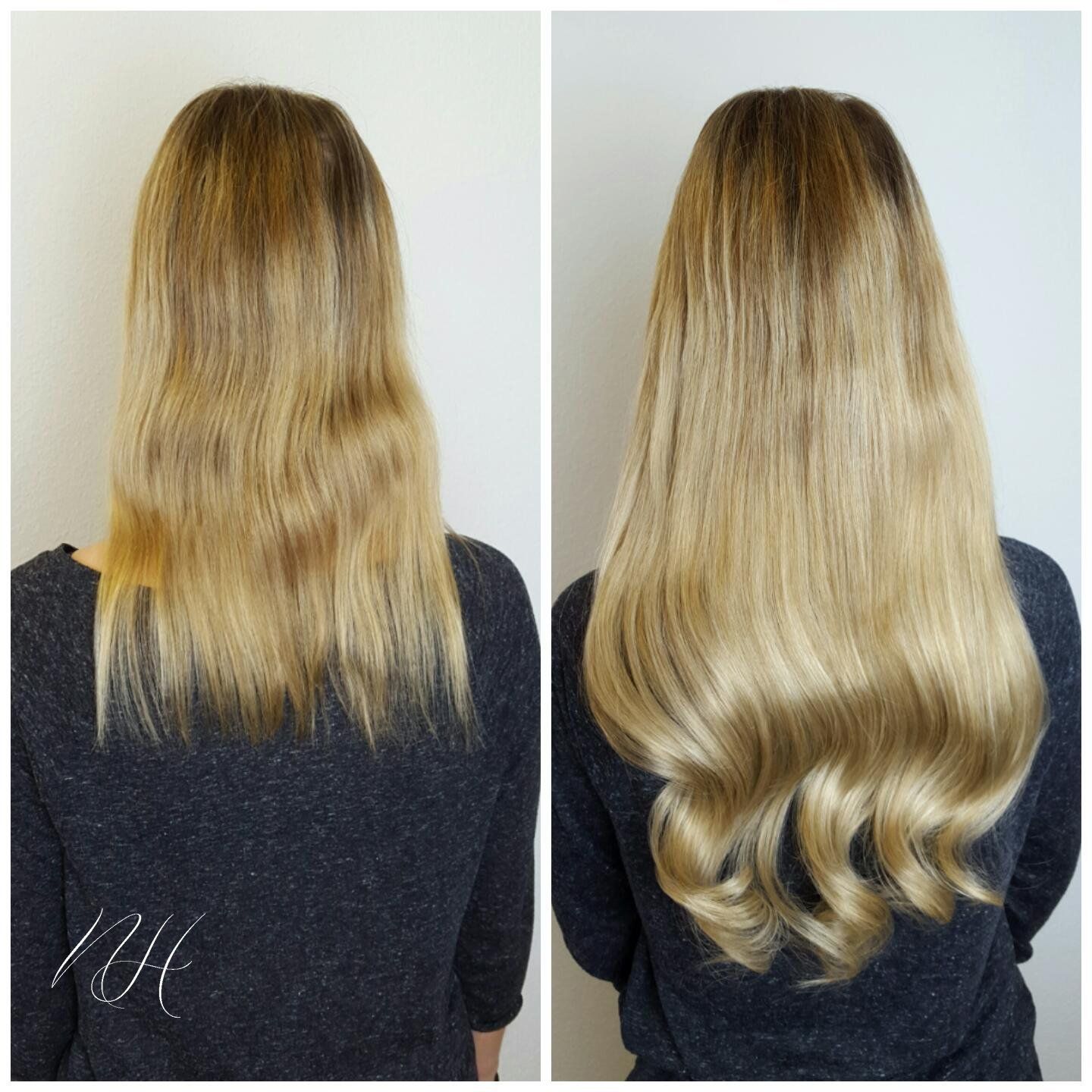 Haarverlängerung blond vorher nachher Bilder | Flip in Extension blond