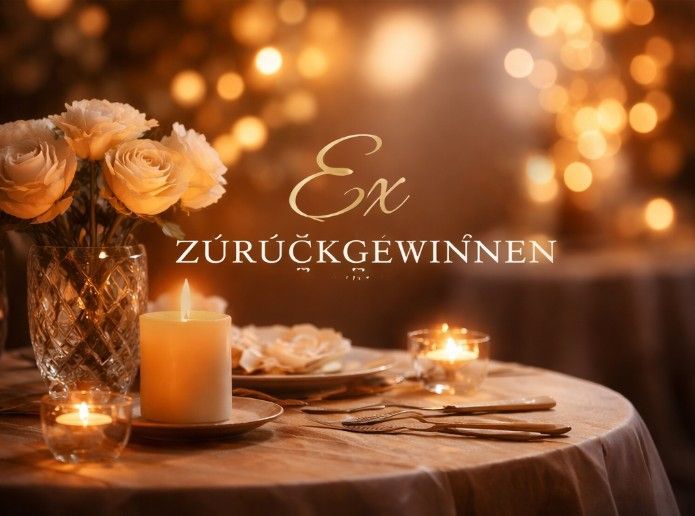 Romantische goldwarme Szene mit Kerzenlicht, weißen Rosen und zwei Champagnergläsern auf gedecktem