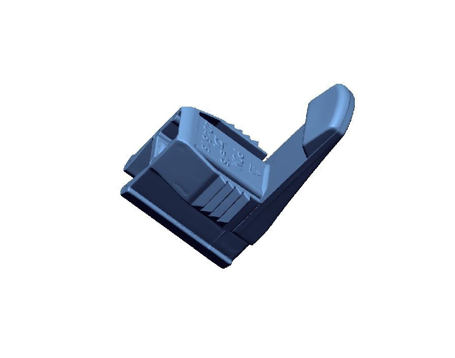 3D-Scan eines Küchenclips zur Befestigung einer Schutzblende.