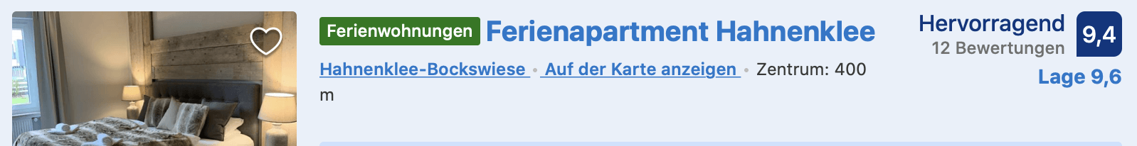 Bewertung Booking Ferienapartment Hahnenklee