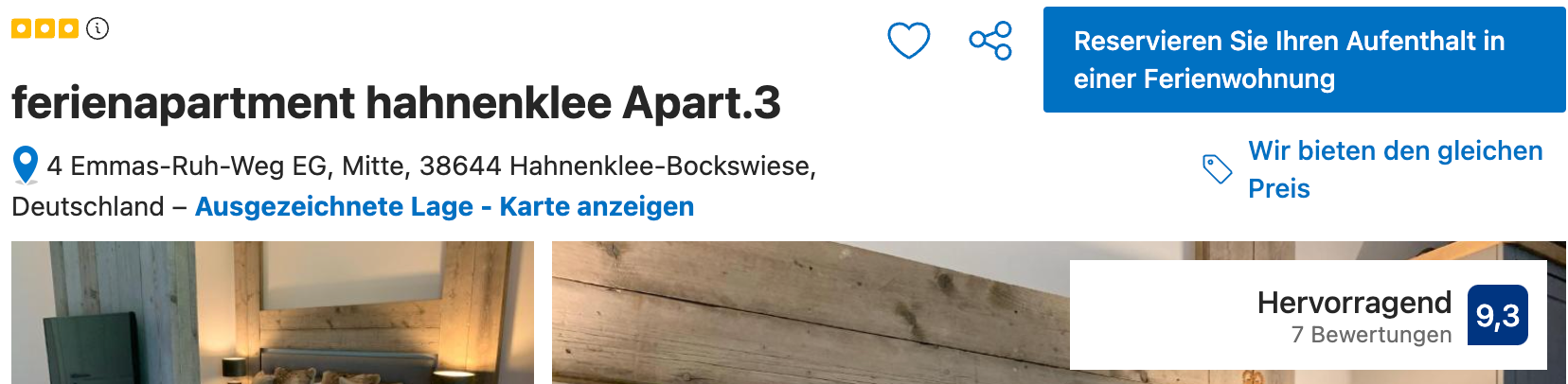 Bewertung Booking Ferienapartment Hahnenklee