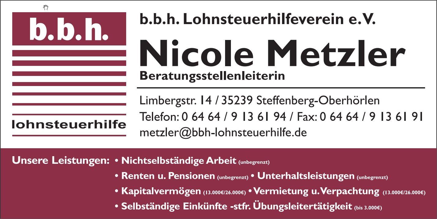 Lohnsteuerhilfeverein Nicole Metzler Lohnsteuerhilfeverein Nicole Metzler